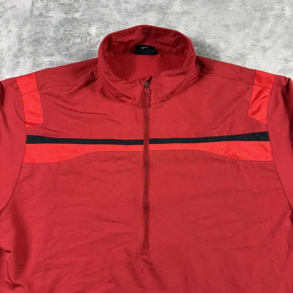 Nike Golf‎ Windbreaker Jacket Lightweight Mens Size Large Red Full Zip Mock Neck